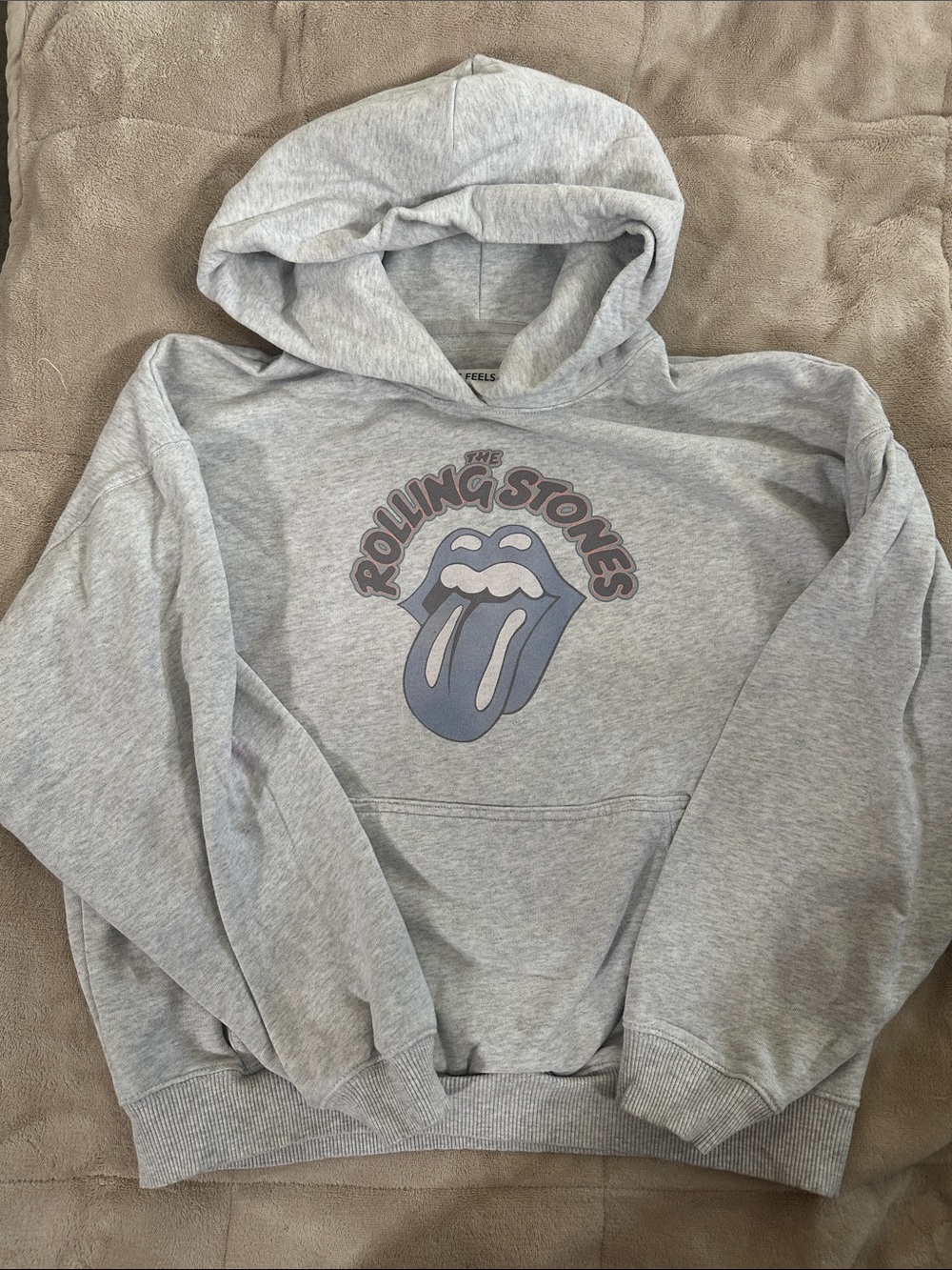American Eagle Outfitters Light Gray Rolling Stones Graphic lived in Hoodie